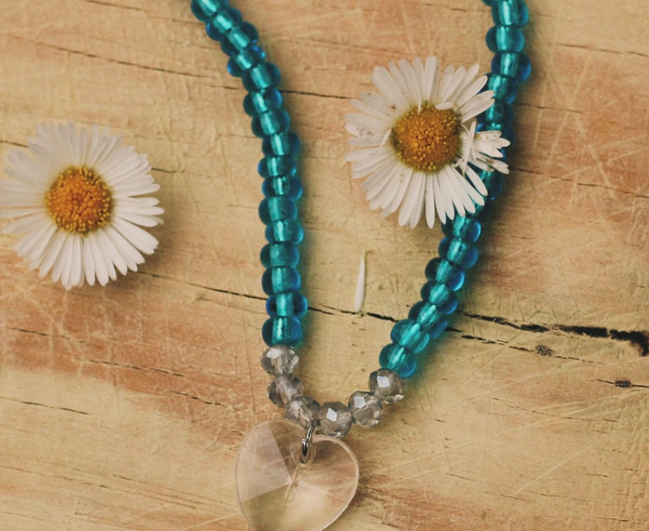 Blue Necklace with Heart