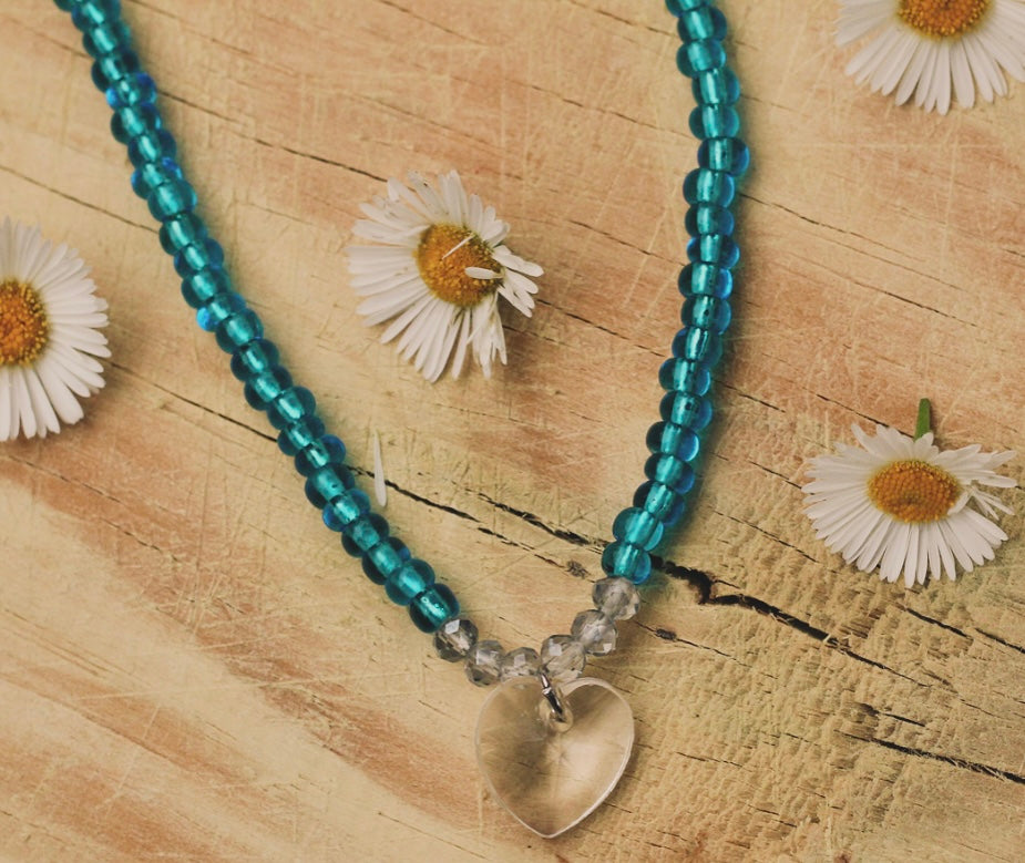 Blue Necklace with Heart