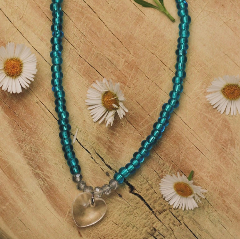 Blue Necklace with Heart