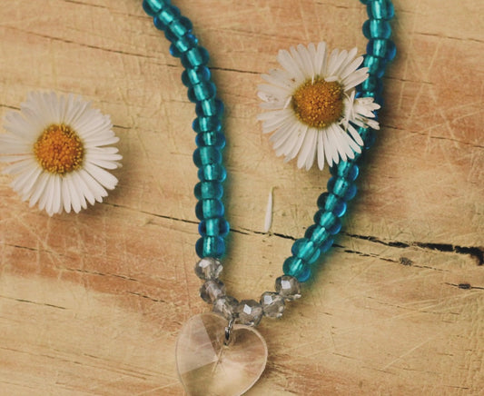 Blue Necklace with Heart