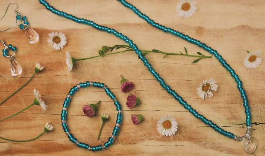 Blue Necklace with Heart