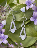 White Chandelier Heart Earrings