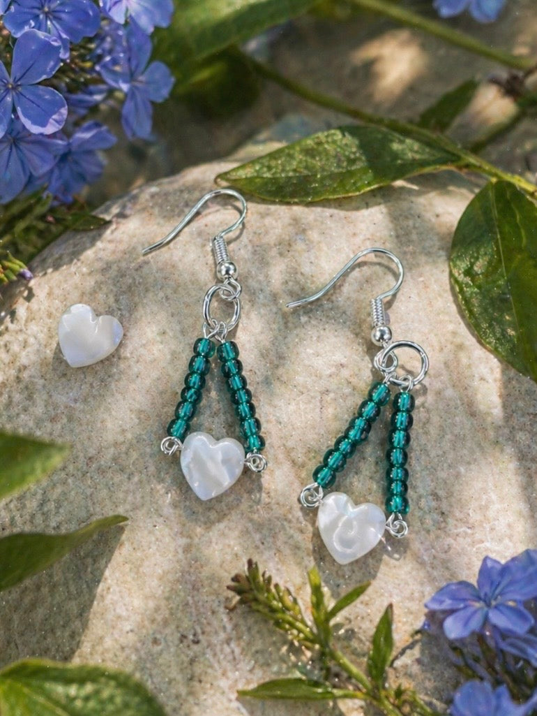 Turquoise Chandelier Heart Earrings