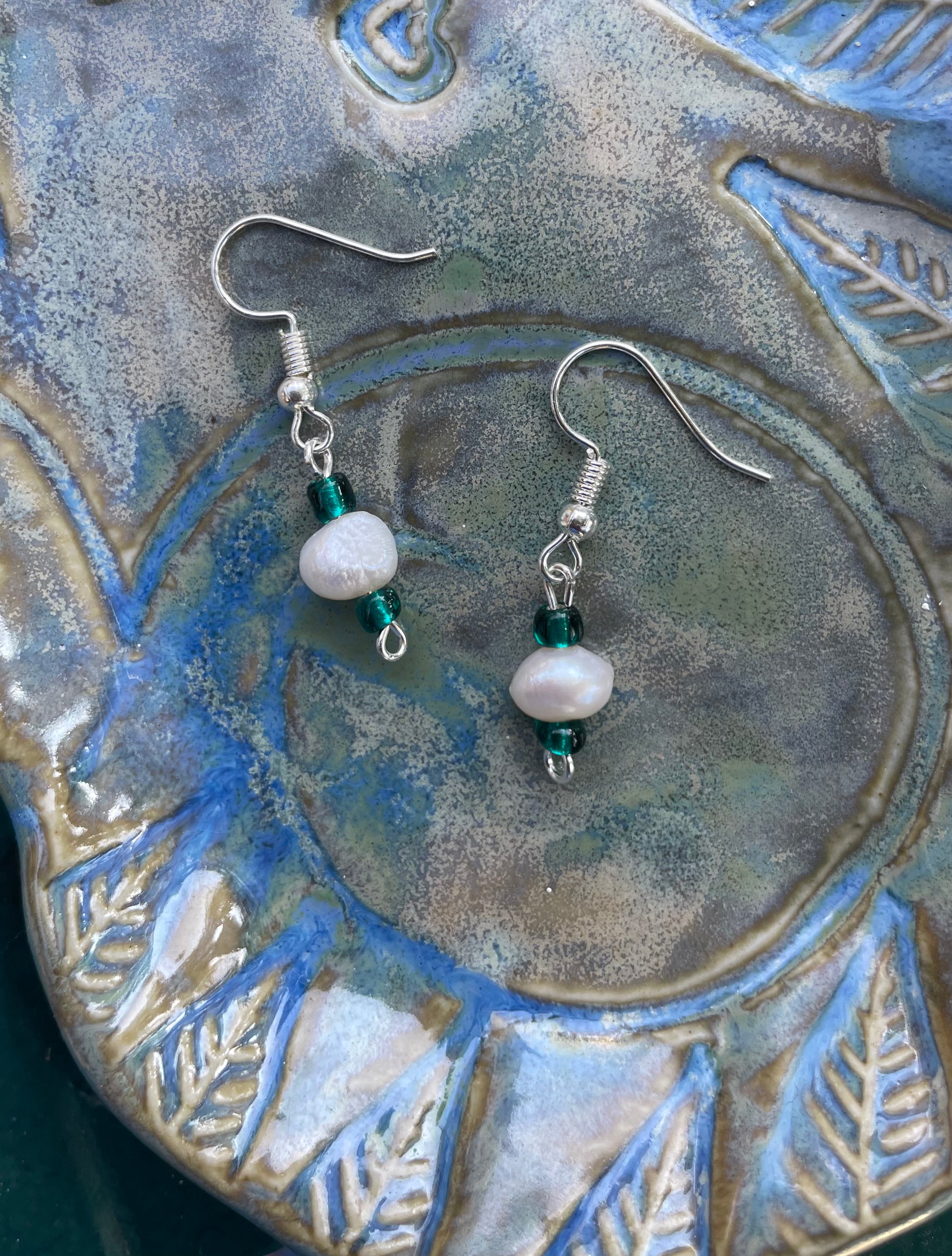 Freshwater and Glass Earrings